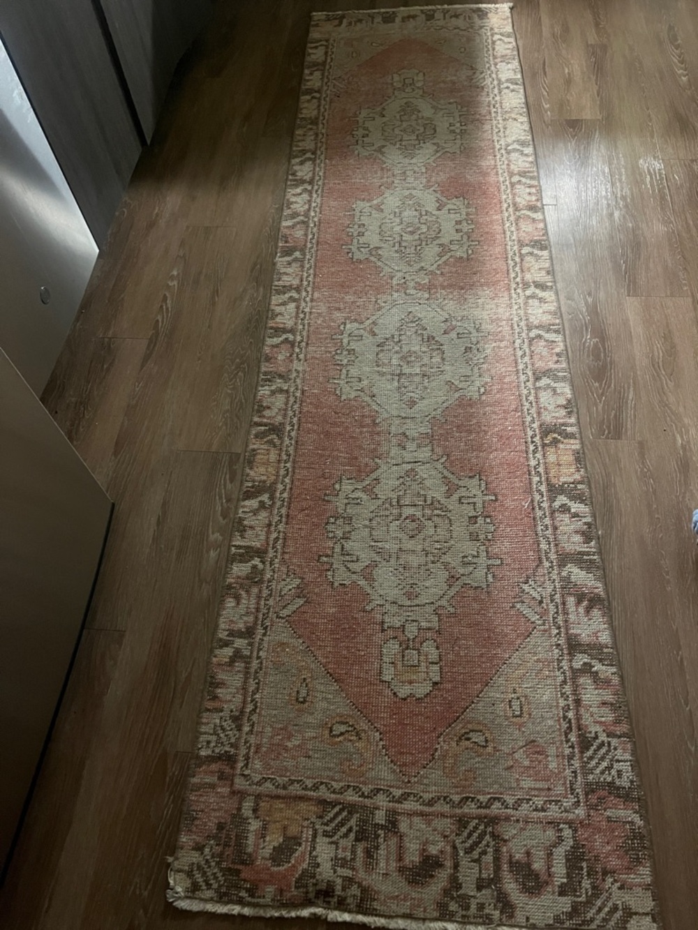 Vintage Persian Pink Runner Rug